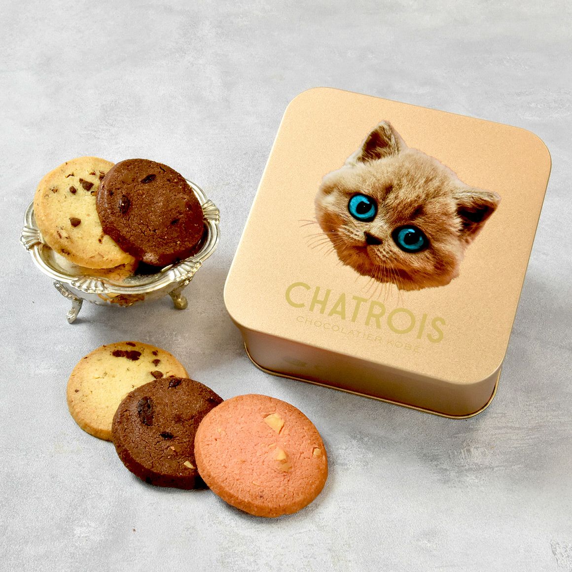 金のフェイス缶　サブレ3種5枚