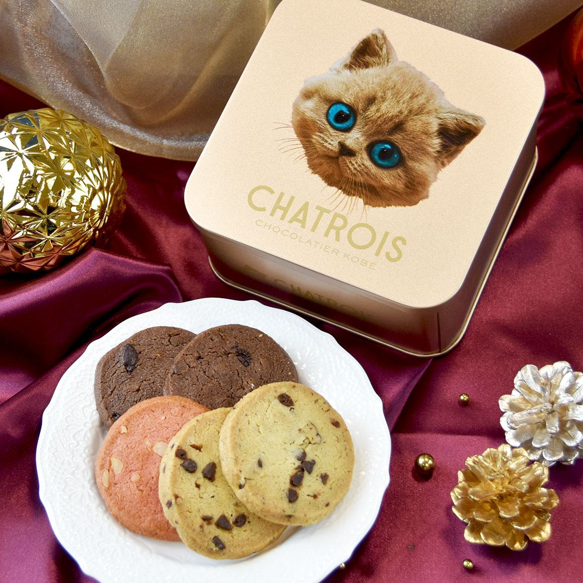 金のフェイス缶サブレ3種5枚