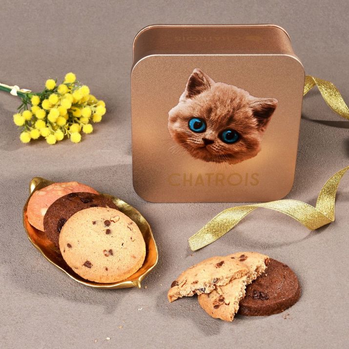 りっくんCHATROIS 猫の形の缶セット Otete｜猫好きが喜ぶギフト｜可愛い猫缶と特製フィナンシェで